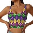 thumbnail image 3 of Goofa Mardi Gras4 Printed Sports Bras for Women, High Impact Running Bra Workout Crop Tank Tops Longline Sports Bra Push up-, 3 of 9