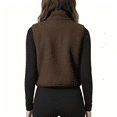 thumbnail image 3 of Cropped Fleece Vest Women Sleeveless Stand Collar Zip Up Sherpa Jacket Fall Winter Warm Coats Outerwear with Pockets, S, 3 of 3
