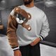 thumbnail image 1 of Blusas y camisas de manga larga con cuello redondo para hombre, estilo casual, con bloques de color, cuello redondo, manga larga, estilo jersey, blusa de poliéster para hombre., 1 of 8