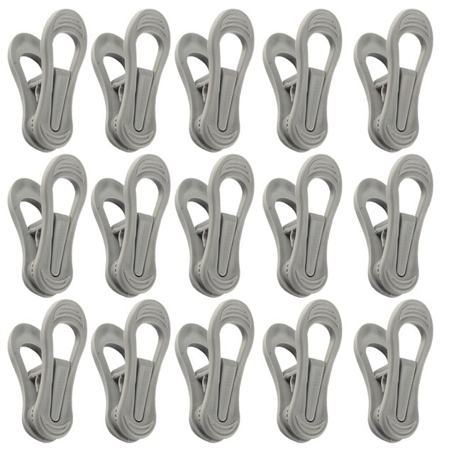 Miangastore 25 Pcs Plastic Towel Clips Bright Color Multi-purpose Windproof Clothespin Clothes Drying Hanger for Clothesline Utility (Grey)