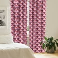 thumbnail image 2 of Ambesonne Floral Curtains, Cartoon Botany Flowers Art, Pair of 28"x84", Plum Fuchsia, 2 of 5