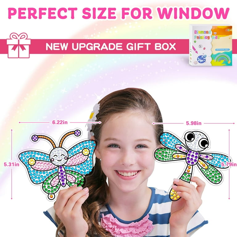 jacraftne Arts and Crafts for Kids Ages 8-12 - Crafts for Girls Ages 8-12 - 6pcs Window Gem Art Suncatcher Kits - Birthday Gifts for 4