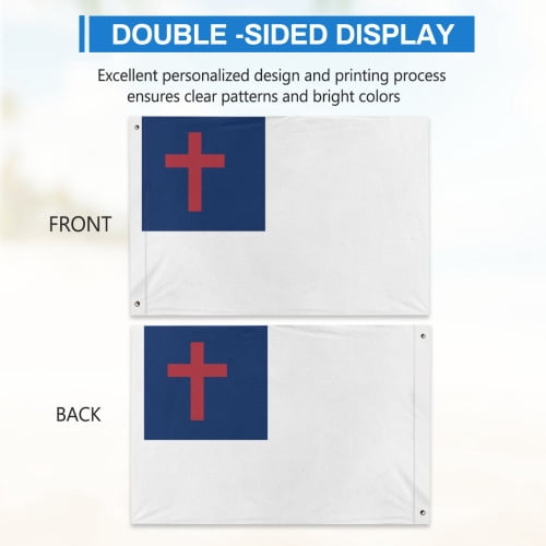 Christian-Flag 3x5 Outdoor Double Sided Christianity-Cross-Church Jesus Flag Polyester Material with 2 Metal Grommets