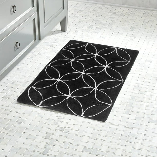 Mainstays Cotton Inlay Black Pattern Bath Rug, 20 x 30 ...