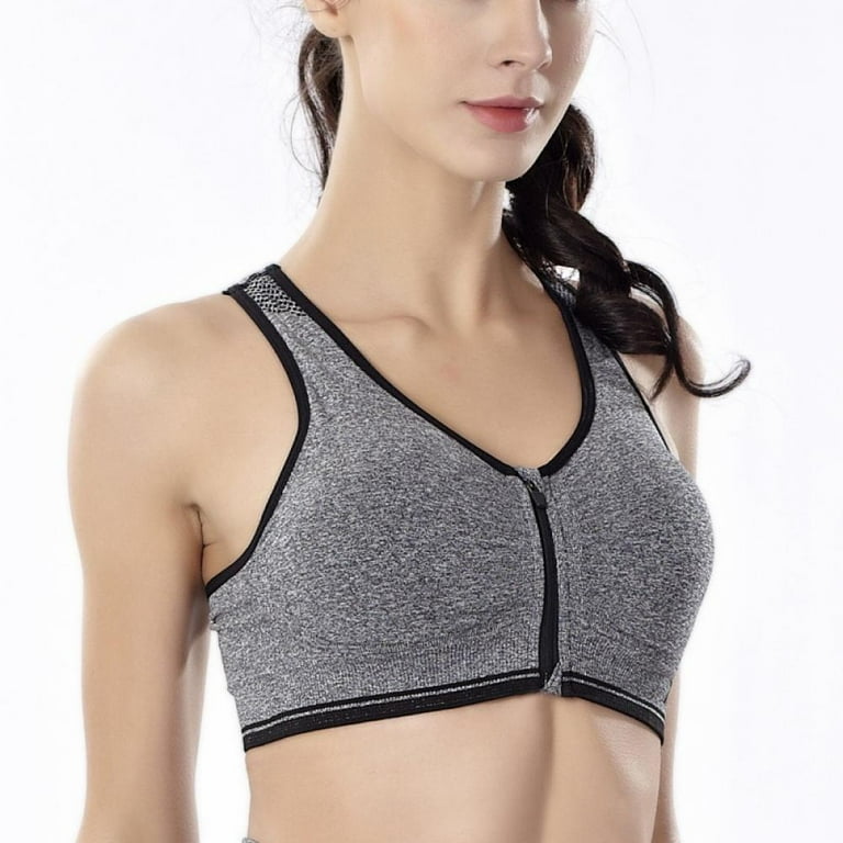 Women's Zip Front Sports Bra Wireless Post-Surgery Plus Size Bra Yoga  Sports Bras