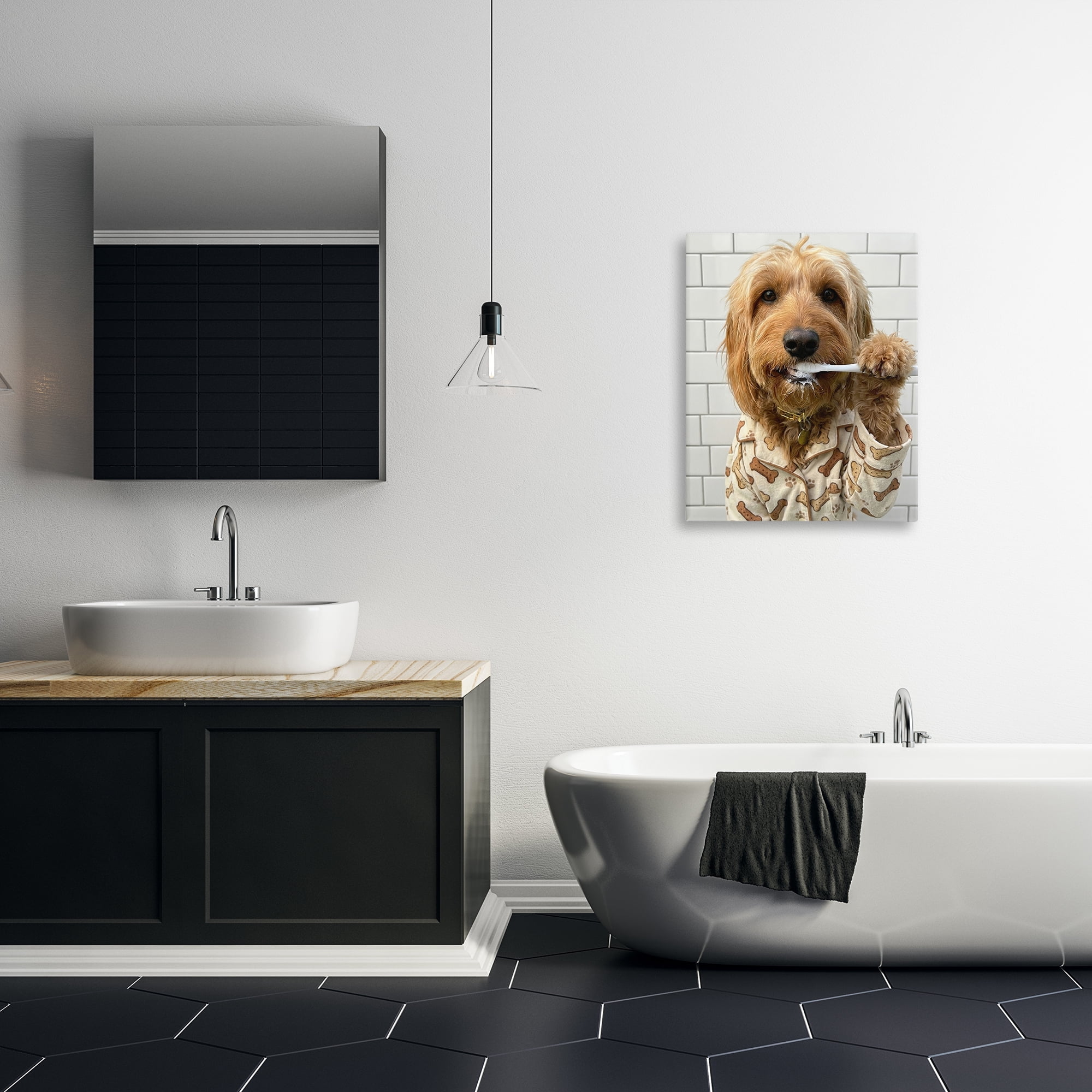 Stupell Industries Realistic Dog Brushing Teeth Canvas Wall Art, design by Abigail Walker