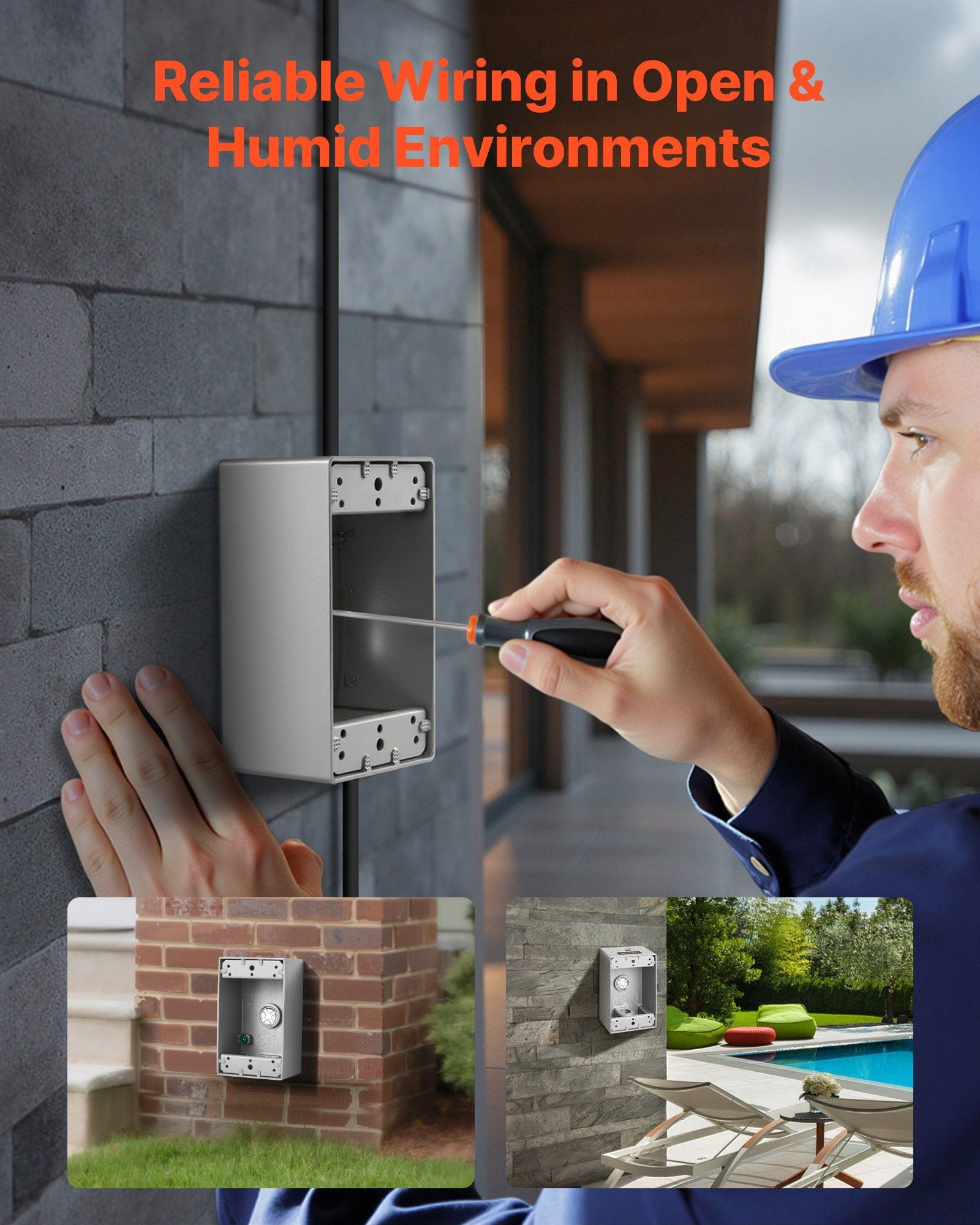 Outdoor Electrical Box 4PCS Gray 4.5 x 2.8 x 2 Inch Weatherproof Outlet Junction Box 18.3 Cu In Large Capacity for 1/2 Inch or 3/4 Inch Conduit Plug Receptacle Protector