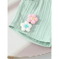 thumbnail image 6 of Amidoa Girls Summer 2 Piece Outfits Kids Ruffle Sleeve Short Sleeve and Shorts Casual Clothing Sets Green Size 3T, 6 of 7