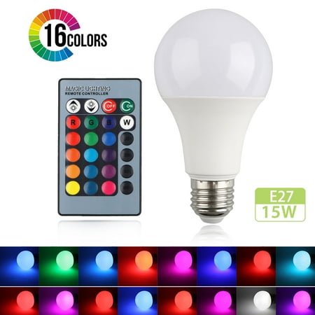Magic Lightbulb 16 Mulit-Color Changing Magic Light E27 10W/15W RGB LED Lamp Bulb with 24 Key IR Remote Control ()