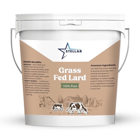Stellar - 100% Pure Grass Fed Lard - Food Grade - 3 LBS