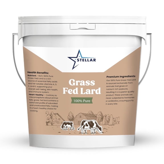 Stellar - 100% Pure Grass Fed Lard - Food Grade - 3 LBS