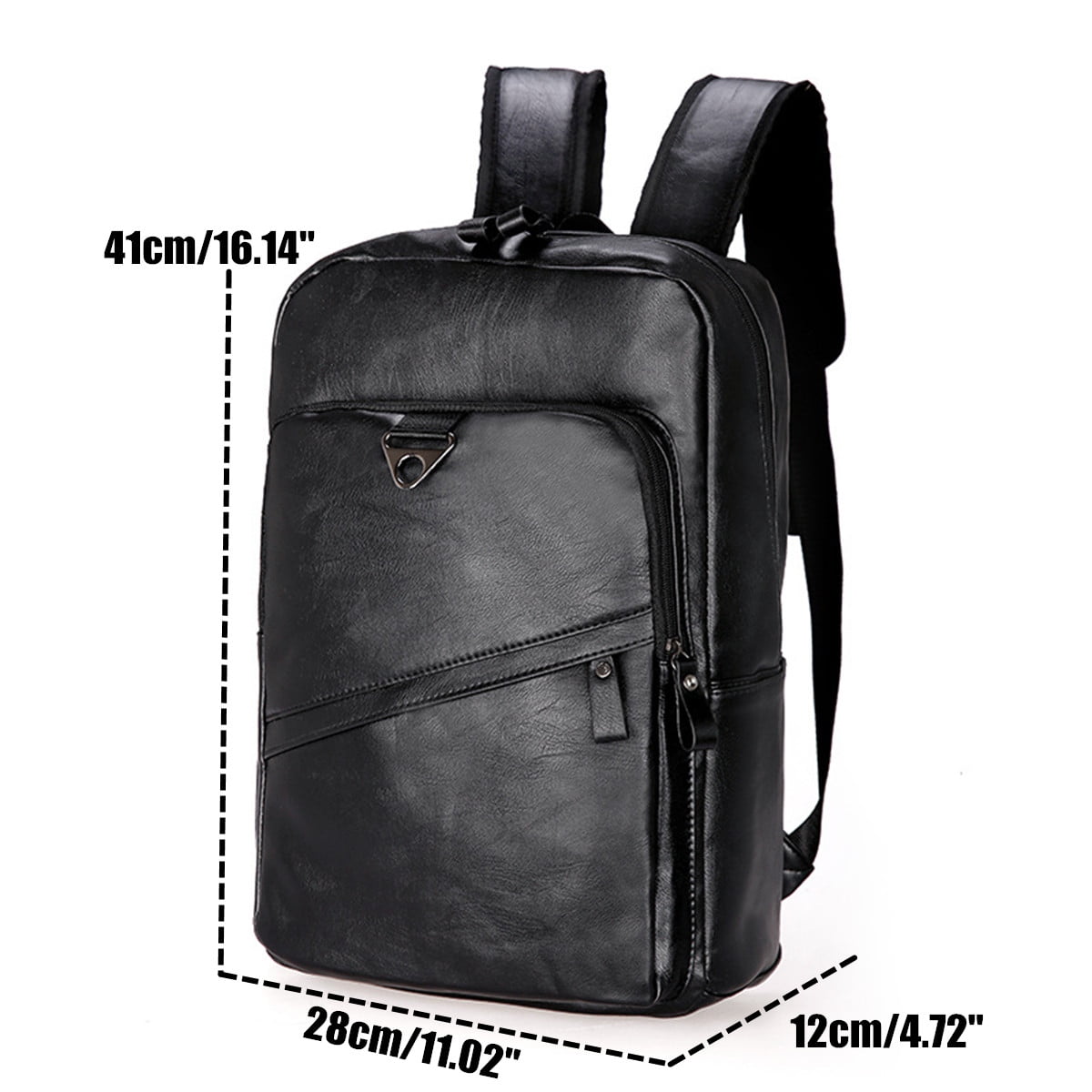Men Soft Leather PU Travel School Backpack Shoulder Bag Laptop Bag Satchel Black