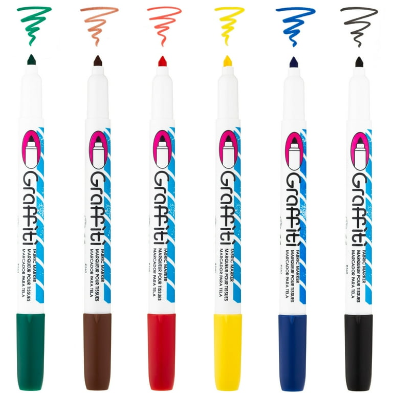 Marvy Uchida Fabric Markers, 6 pc Primary Colors, Water