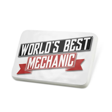 Porcelein Pin Worlds Best Mechanic Lapel Badge –