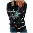 thumbnail image 1 of 2020 Crooked Owl Printed Striped Round Neck Loose Long Sleeve Sweatshirt, 1 of 5