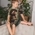thumbnail image 4 of Balery Jungle Hat Bear Conjunto de Pijama Infantil de Manga Corta con Estampado – Ropa de Dormir de Algodón Suave-3X-Large, 4 of 6