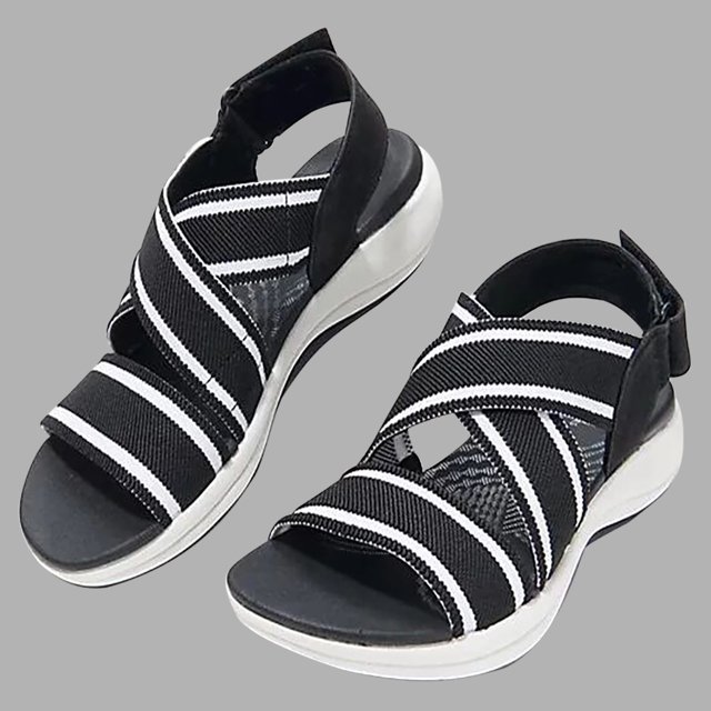 Sandalias cruzadas elásticas para mujer, zapatillas de verano, zapatos de playa con tacón de cuña para ocio Wmkox8yii sa3834