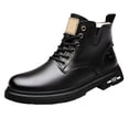 thumbnail image 2 of AUDeals Mens Leather High Top Combat Boots Water Resistant Lace Up Hiking Chukka Boots (Bronze, 8.5), 2 of 5