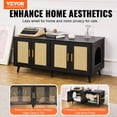 thumbnail image 2 of VEVOR Cat Litter Box Enclosure for 2 Cats, Litter Box Furniture Hidden with Rattan Decorated Doors, Wooden Cat Box Cabinet Fit Most of Litter Box, 47.2"L x 19.7"W x 21.7"H, Black, 2 of 8