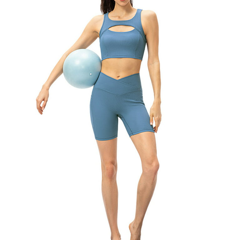 Women Padded Sports Bra Fitness Workout Running Shirt Yoga Tank Top  Suspenders Underwear for Women Padded Push Up Workout Bra Blue XL