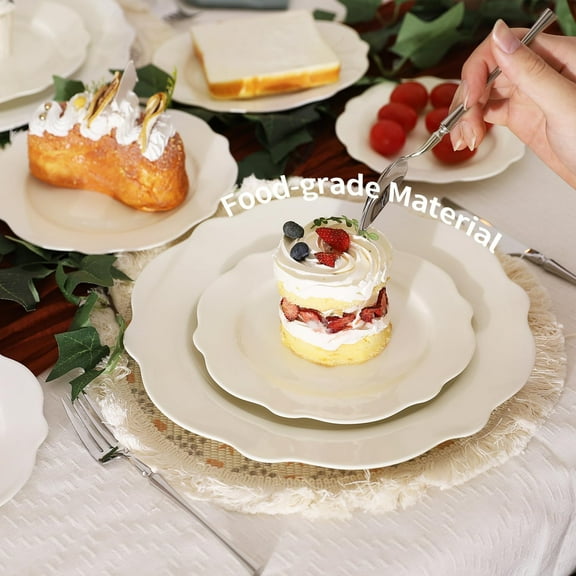 7.5 Inch White Porcelain Dessert Plates Set of 12, Microwave & Dishwasher Safe