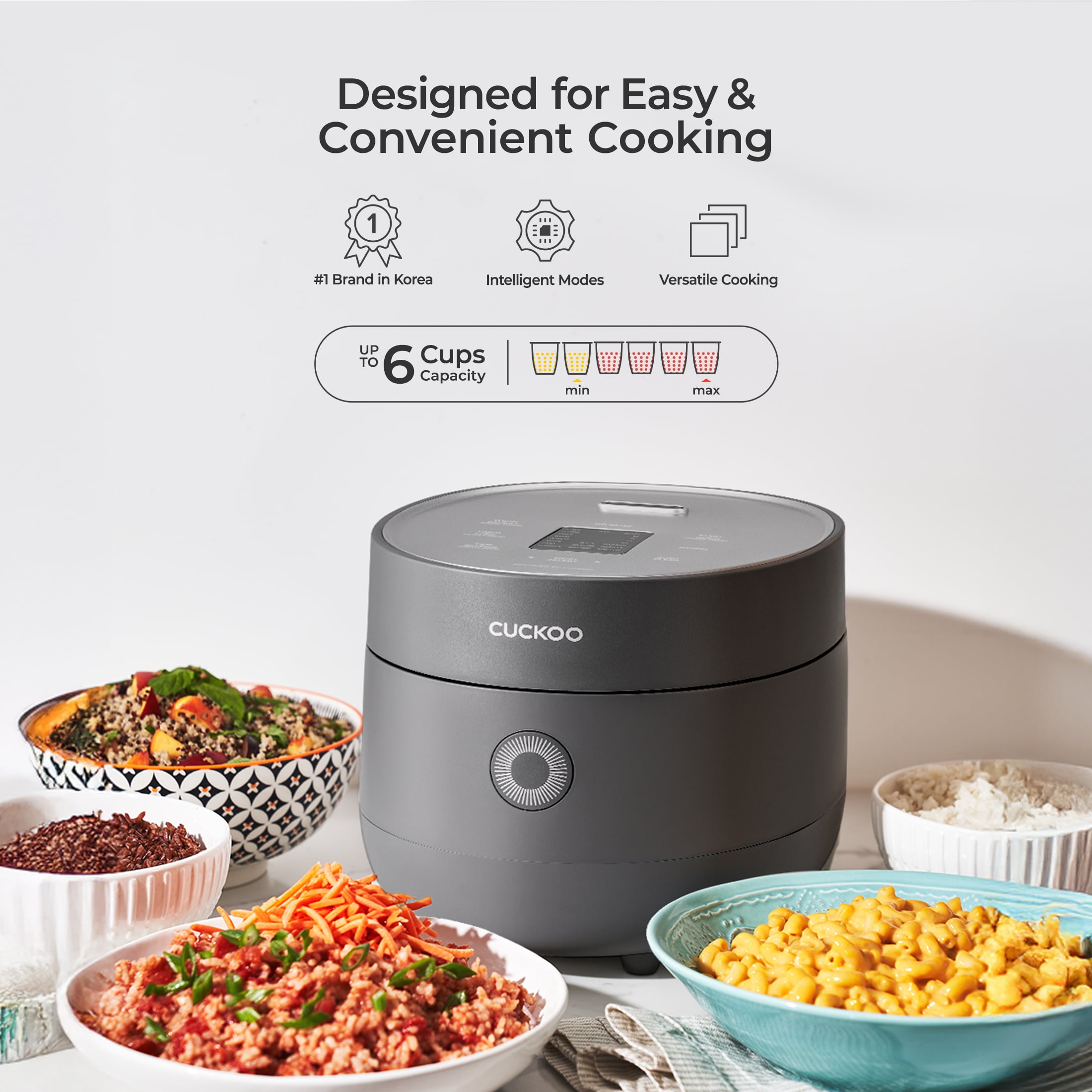 CUCKOO Micom Rice Cooker 6-Cup Uncooked / 12-Cup Cooked with Nonstick Inner Pot, Versatile Rice Maker with 9 Menu Options, Fuzzy Logic Technology, Auto Clean, Quick Rice Mode, Gray (CR-0675FG)
