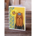 thumbnail image 2 of Summer Sunflowers Black and Tan Full Coat Yorkshire Terrier Greeting Cards and Envelopes Pack of 8 7 in x 5 in, 2 of 3