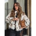 thumbnail image 2 of Abrigo corto de piel sintética con estampado de leopardo para mujer, prenda de vestir gruesa con cuello vuelto y una hilera de botones, moda de otoño, novedad de 2024, 2 of 5