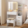 thumbnail image 2 of GloryStar Small Makeup Vanity Table with Mirror, 3-Mode LED Lights, Storage Drawers, and Power Outlet, Compact Design, 2 of 9
