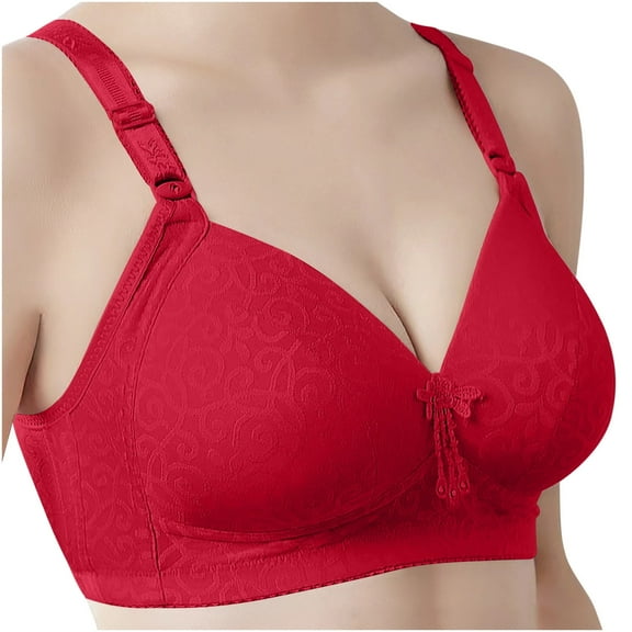 Mrat Push Up Bra Woman'S Embroidered Glossy Comfortable Breathable Bra Underwear No Rims Training Bras for Women Plus Size S-1997 Red-A 44