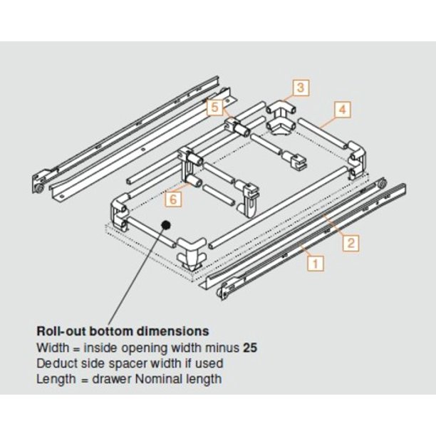 Blum 230M4000 230M Series 16" 3/4 Extension Bottom Mount Euro Drawer