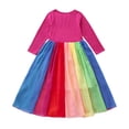 thumbnail image 6 of Actoyo Toddler Girl's Long Sleeve Rainbow Casual Holiday Long Maxi Dress 0-6T, 6 of 12