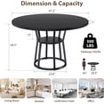 thumbnail image 2 of Bingirl 47.2-Inch Round Dining Table for 4 - 6: Farmhouse Kitchen Table with Storage Shelf, Modern Wood and Metal Circle Table for Dining Room (Black), 2 of 7
