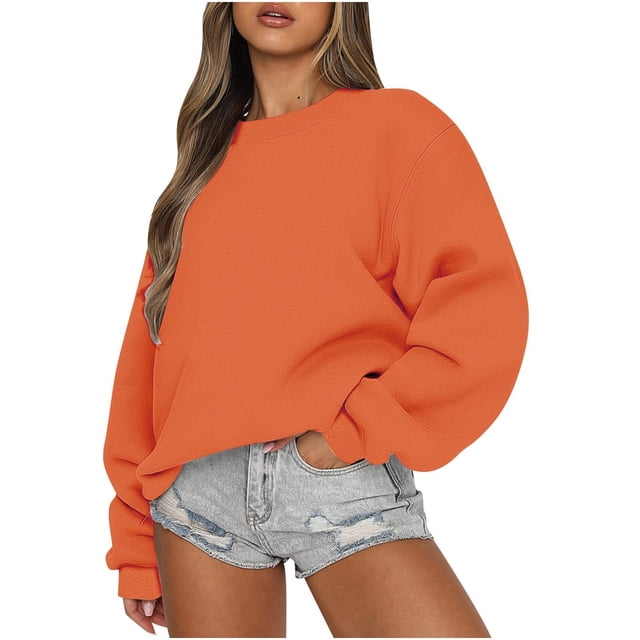 Sudadera de manga larga SCZ para mujer Casual Naranja L
