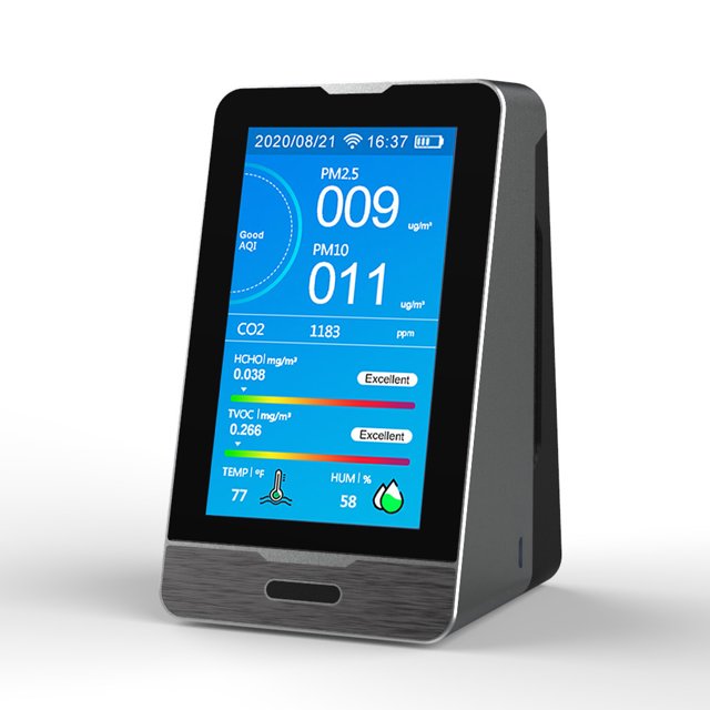 DM73B TUYA WIFI Pantalla LED de 4.3 pulgadas Portátil PM2.5 PM1.0 PM10 Temperatura Humedad CO2 HCHO CACAGOO Monitor de calidad del aire