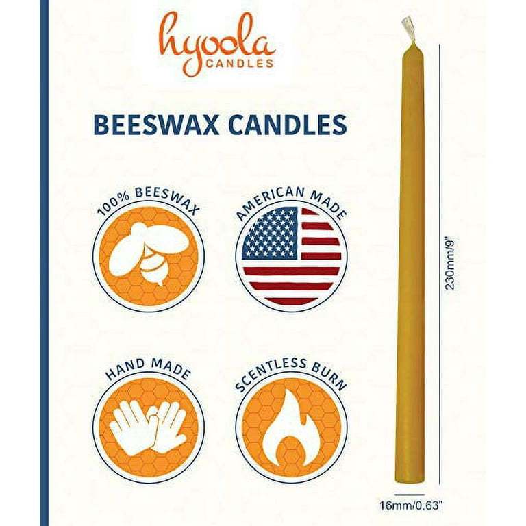 100% Beeswax Candles Hand Made - 11 Tall, 5/8 Diameter (Set of 12 in Box)