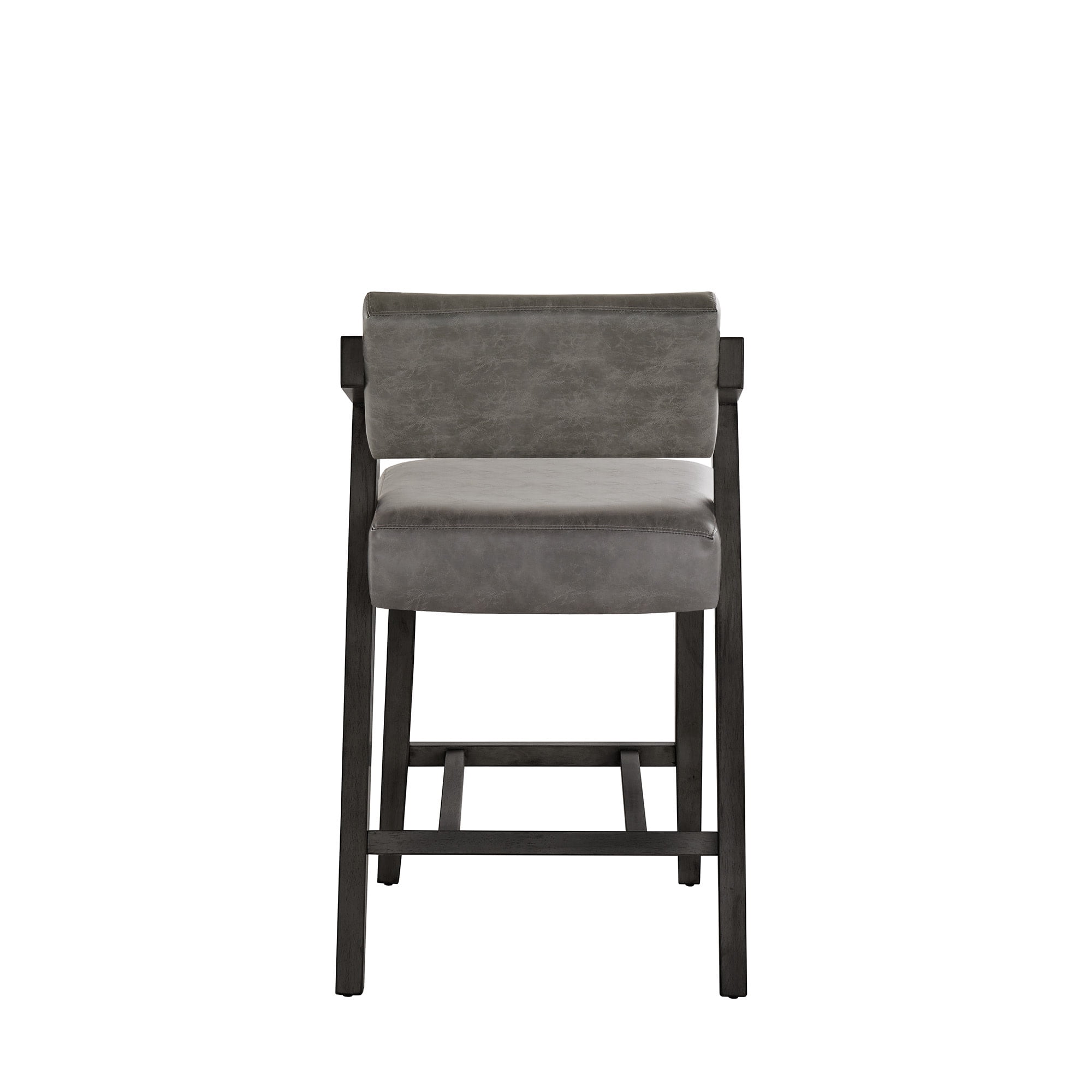 Weston Home Billings Wood Finish Counter Height Chair, Black Wash Finish Frame/Charcoal Vegan Leather