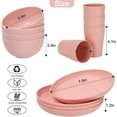 thumbnail image 2 of 12pcs Kids Wheat Straw Dinnerware Sets, Wheat Straw Plates and Bowls Set for 4 Microwave Safe (Pink), 2 of 7