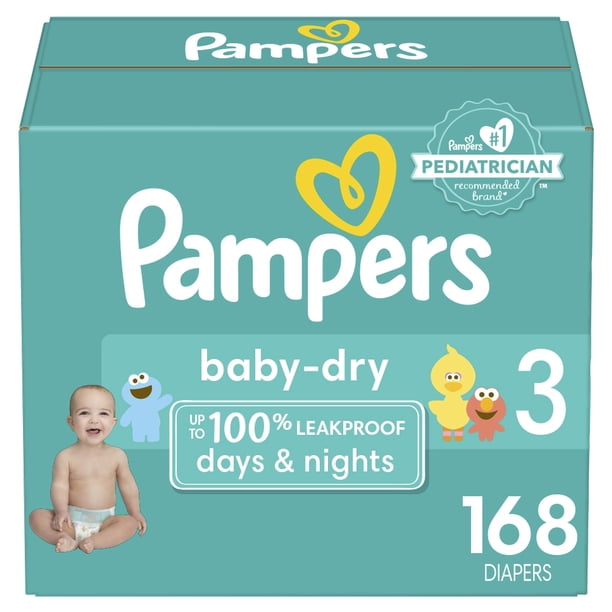 Pañales Pampers Baby Dry, tamaño 3, 168 unidades, absorbentes desechables