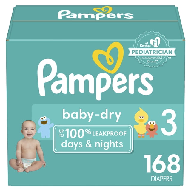Pañales Pampers Baby Dry, tamaño 3, 168 unidades, absorbentes desechables