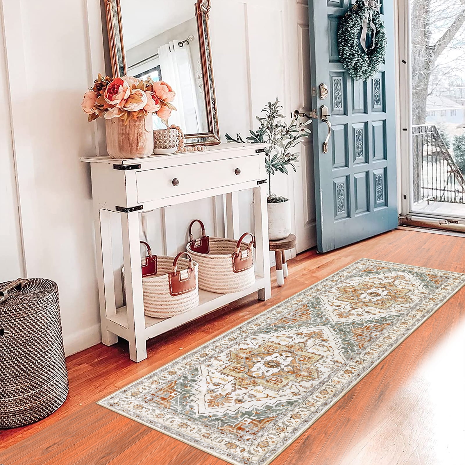 Ileading 2' x 6' Boho Runner Rugs Washable Area Rug Carpet Non Slip Runner Rug for Home Decor Entryway Hallway Bedroom