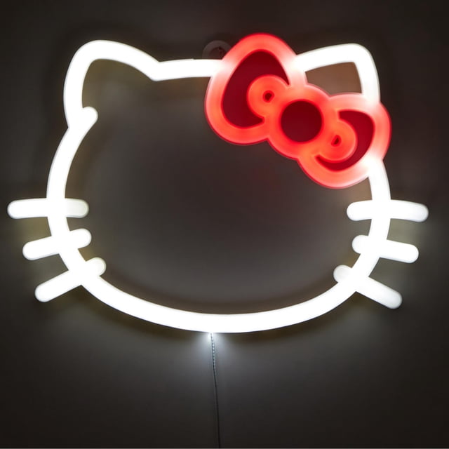 Lámpara de pared LED de neón Idea Nuova Hello Kitty con batería de 25 x 18 cm
