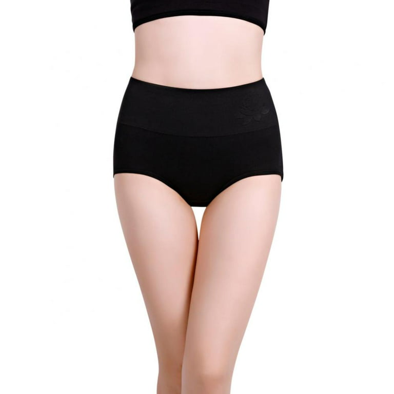 Xmarks High Waist Tummy Control Panties for Women, Cotton Underwear No  Muffin Top Shapewear Brief Panties Black