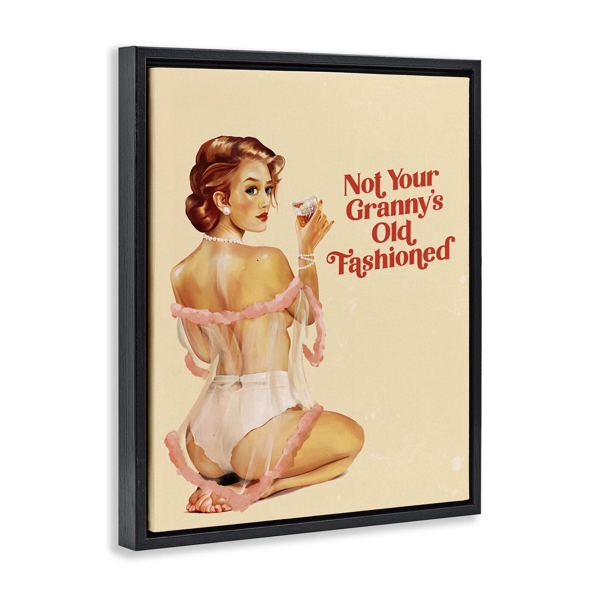 Stupell Industries Not Your Granny's Old Fashioned People Painting Black Floater Framed Canvas Art Print Wall Art, 17 x 21