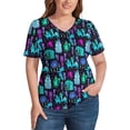 thumbnail image 4 of Haunted Mansion V Neck Fashion Oversize T-Shirt Short Sleeve Shirt Tops, 4 of 8