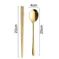 thumbnail image 2 of Juego de cucharas de palillos planos de acero inoxidable 4pcs304-304 palillos planos + cuchara coreana-dorado Vhermosa CPB-DE-WX209-2, 2 of 5