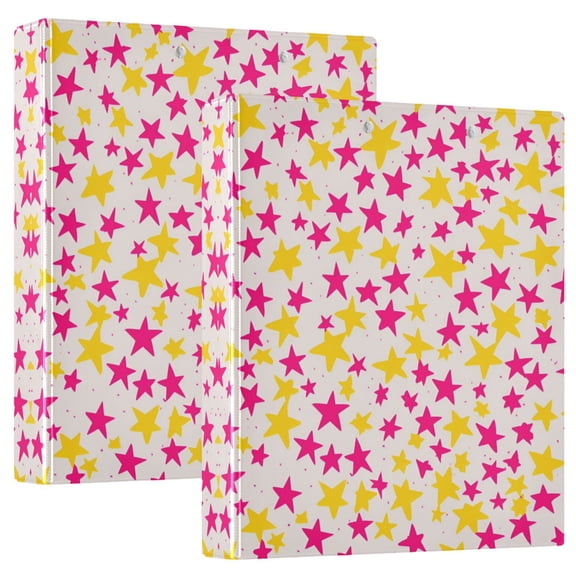 FORMRS 3 Ring Binder 1.5 inch with Pockets Set of 2 Clip Board 200 Sheets Capacity, Beige Stars