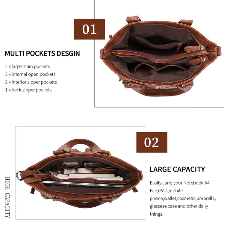 KL928 Large Capacity Bag Work Leather Tote Bags For Women  display picture 3