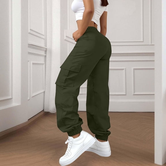 Sweatpants Women Cargo Pants for Women High Waisted Hiking Pants Baggy Stretchy Wide Leg Streetwear with 6