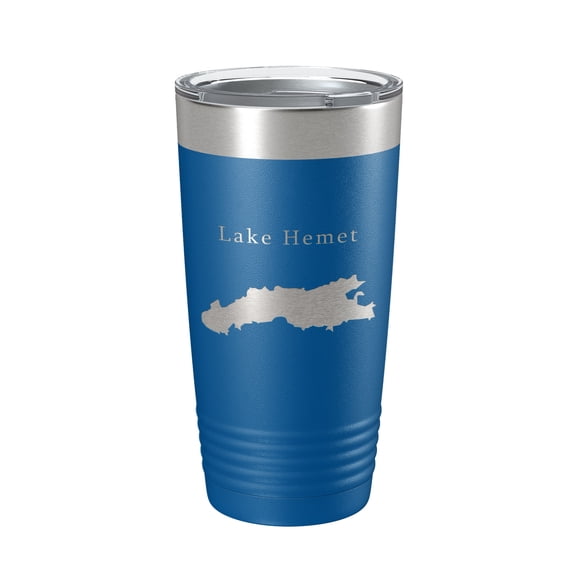 Lake Hemet Map Tumbler Travel Mug Insulated Laser Engraved Coffee Cup California 20 oz Royal Blue